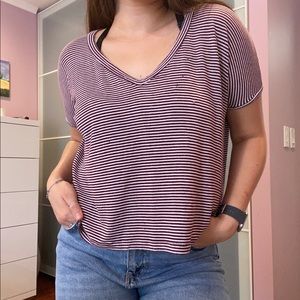 Brandy Melville striped maroon tee